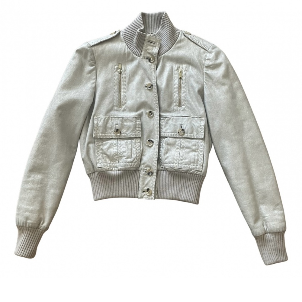 Gucci Gold Madonna Leather Jacket Bomber Biker Style Vintage Size Small